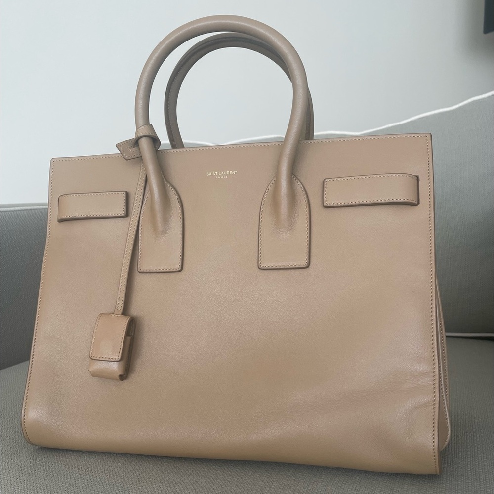FINAL PRICE NEW Saint Laurent Calfskin Large Sac de Jour Carryall Natural